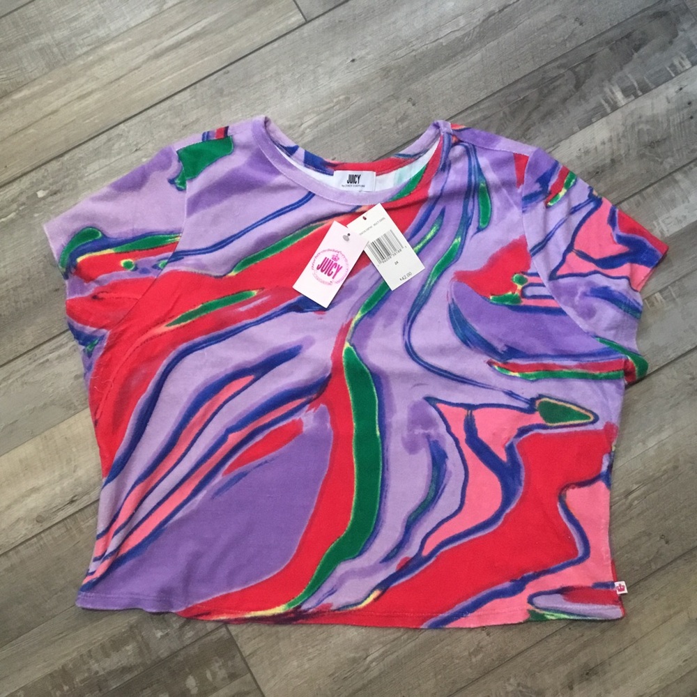 Juicy by Juicy Couture Womens Plus Crew Neck Short Sleeve Terry T-shirt 2XL NWT